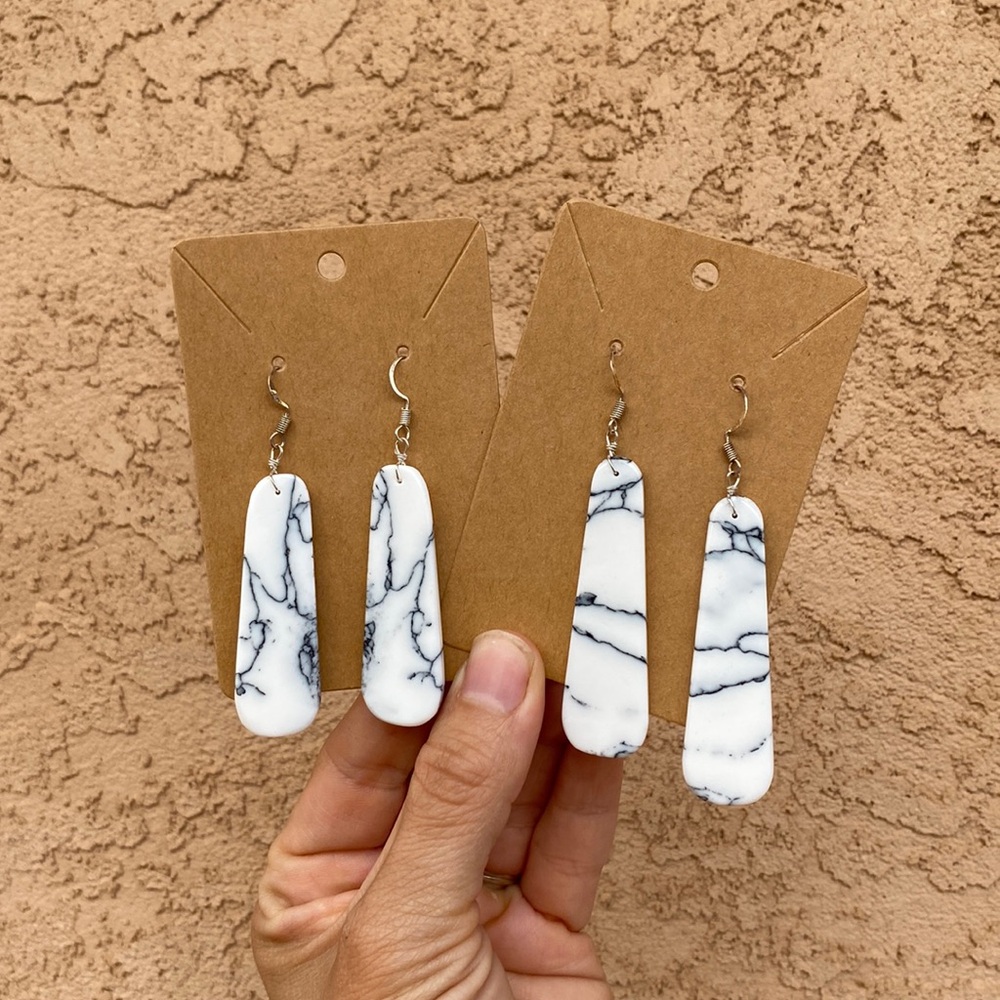 Authentic Native American white buffalo slab earrings
